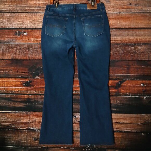 Frye & CO Jeans Size 14 Ankle Crop Raw Hem Button Fly Dark Wash Denim Stretch - Picture 3 of 8